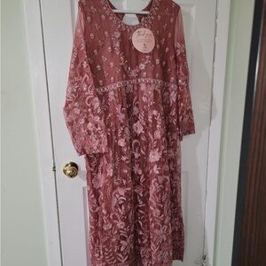 Embroidered Pink Dress